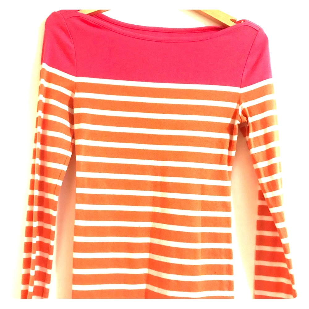 Stripped Pink and Orange Long-sleeve Shirt